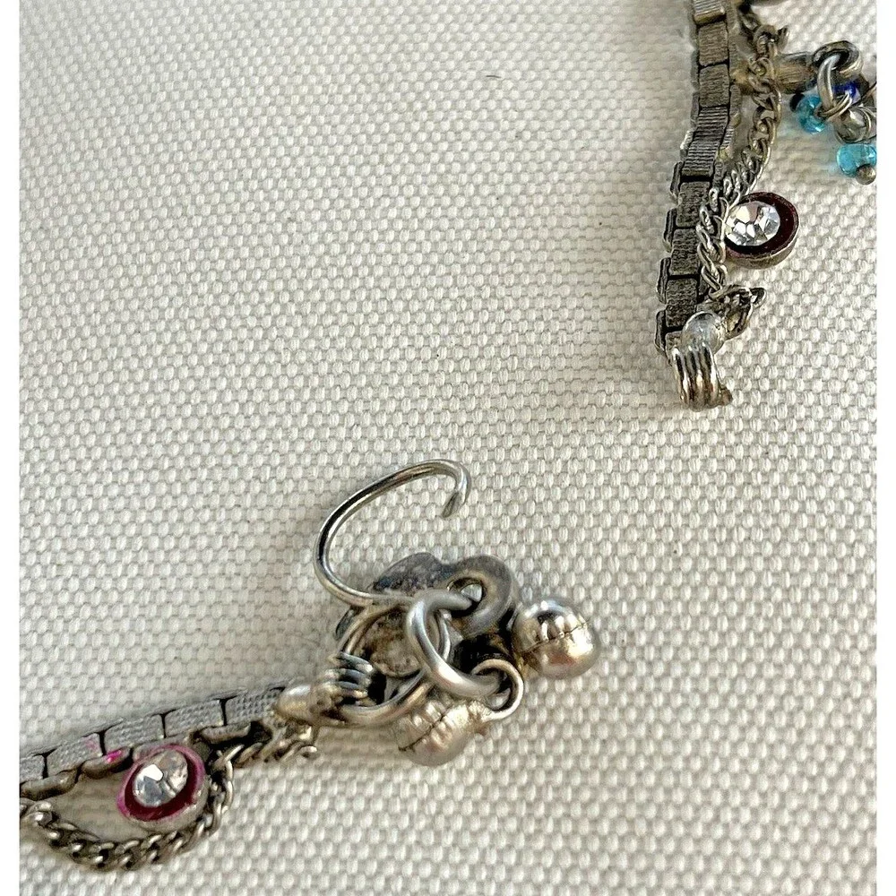 Y2K Bling Ankle Colorful Rhinestones & Bead Ankle Bracelet Belly Dancer Boho